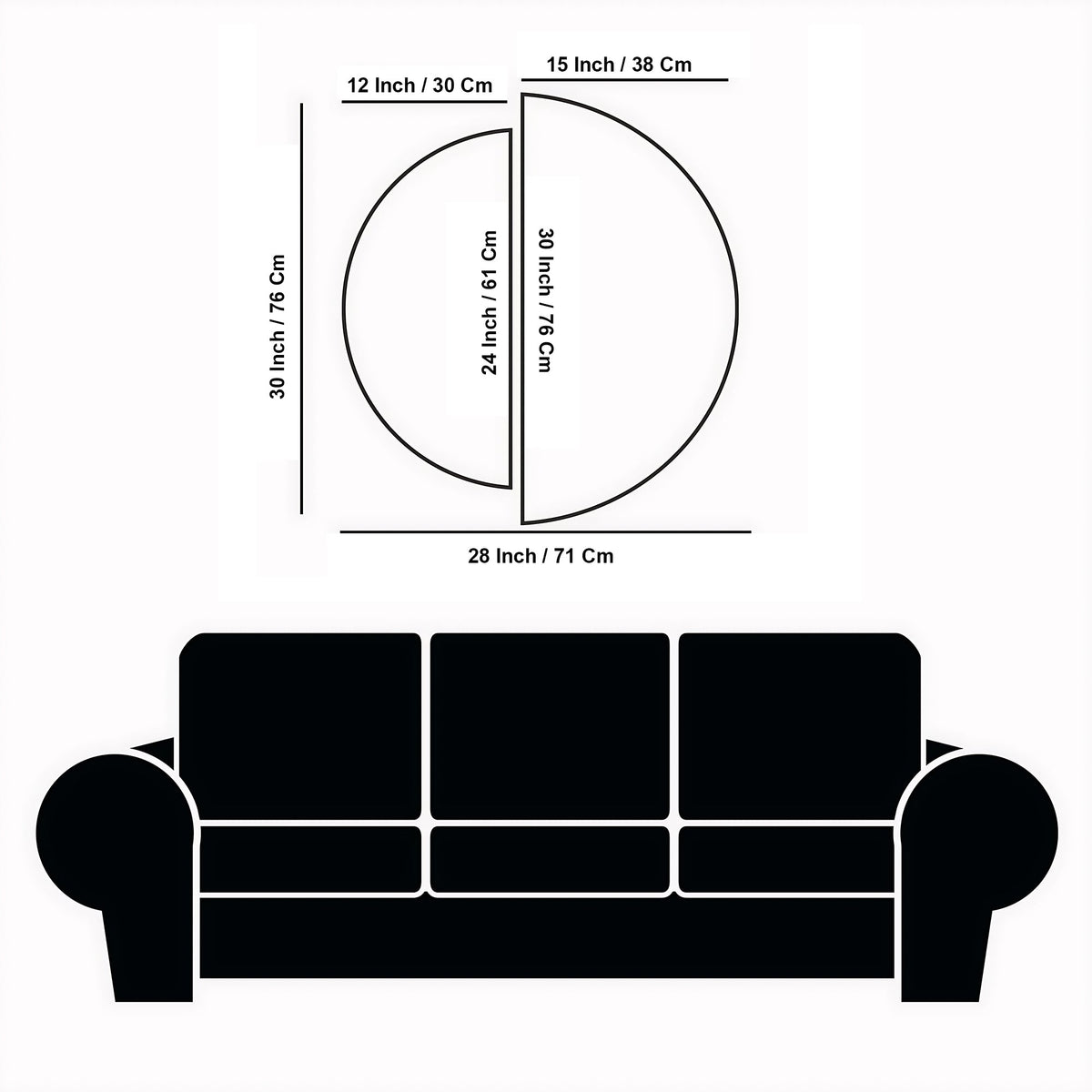 Golden Abstract Drags Semi Circle Frames Set Of 2