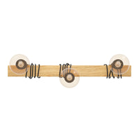 3 Light Black Steel Natural Wooden Bar Wooden Ceiling Light