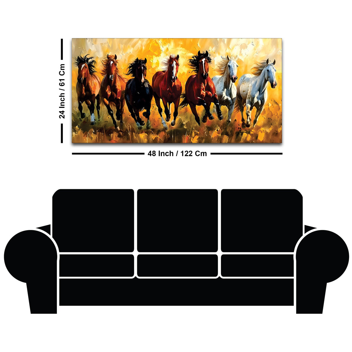 3D Art Seven Majestic Horses Canvas wall Painting