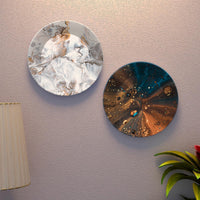 Abstract Paint Texture Ceramic Wall Hanging Plates of Two Pieces