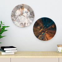 Abstract Paint Texture Ceramic Wall Hanging Plates of Two Pieces