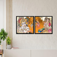 Bal Gopal Wall Painting of 2 Pieces Floating Frame