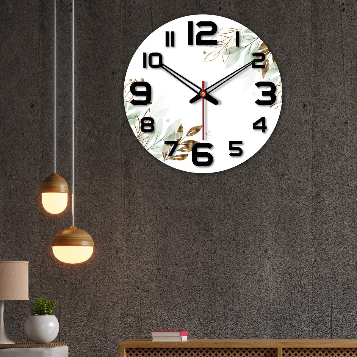 Beautiful Leaves Design Wooden Wall Clock
