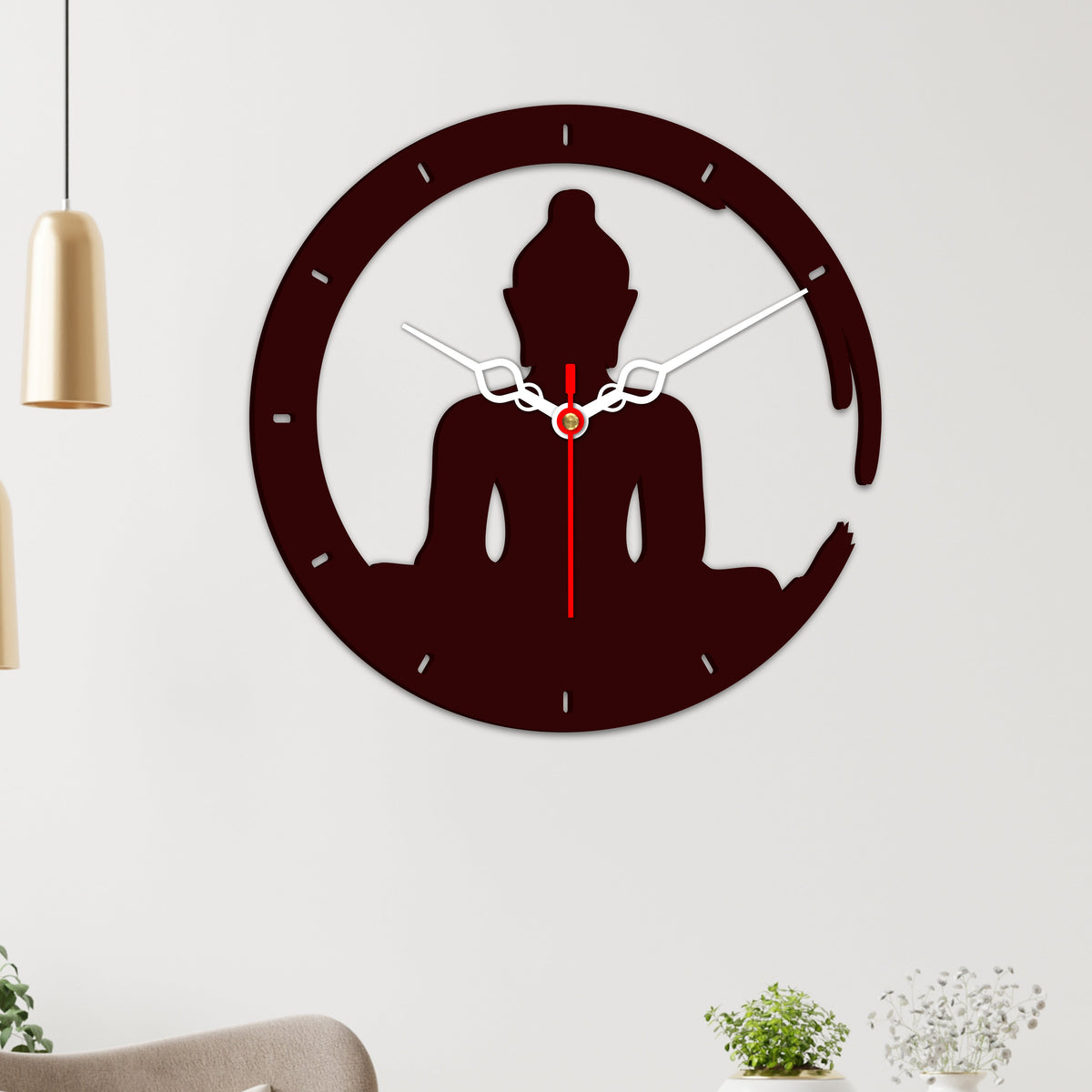 Buddha in Lotus Posture Designer Wooden Wall Clock