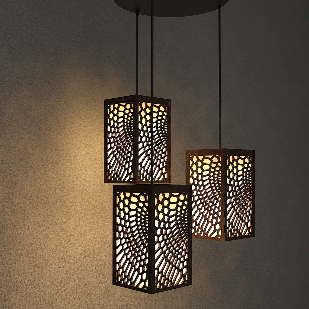 Circle Pattern Wooden Modern Lamp Hanging Ceiling Light For Home Decoration, Living Room