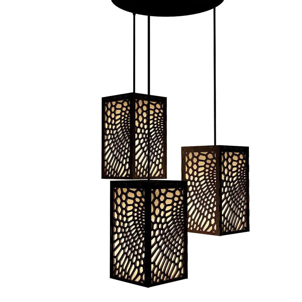 Circle Pattern Wooden Modern Lamp Hanging Ceiling Light For Home Decoration, Living Room