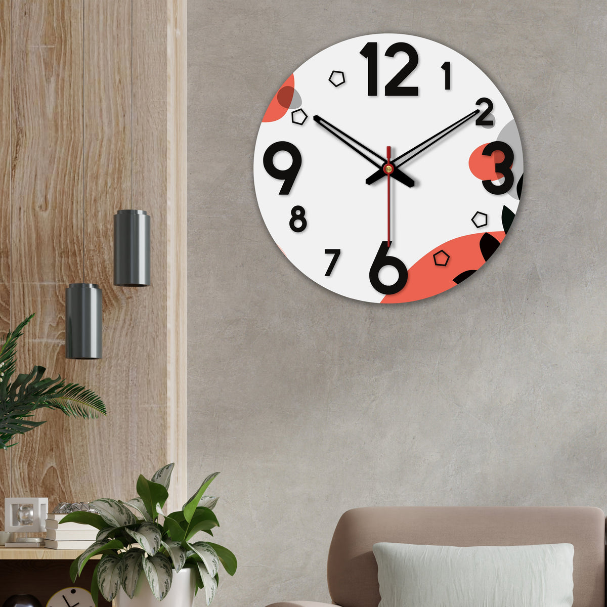 Color Spots Printed Wooden Wall Clock