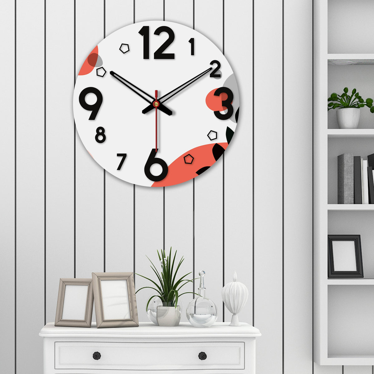 Color Spots Printed Wooden Wall Clock