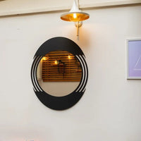 Designer Black Wall Mirror | Modern Round Decorative Style