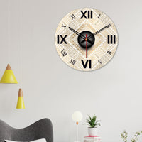 Detailed Golden Pattern Wooden Wall Clock