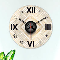 Detailed Golden Pattern Wooden Wall Clock