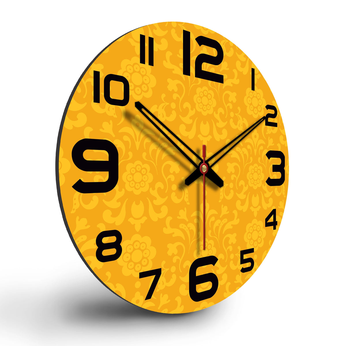 Floral Pattern Wooden Wall Clock