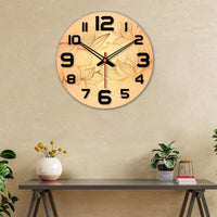 Flower Printed Wooden Wall Clock For Living Room