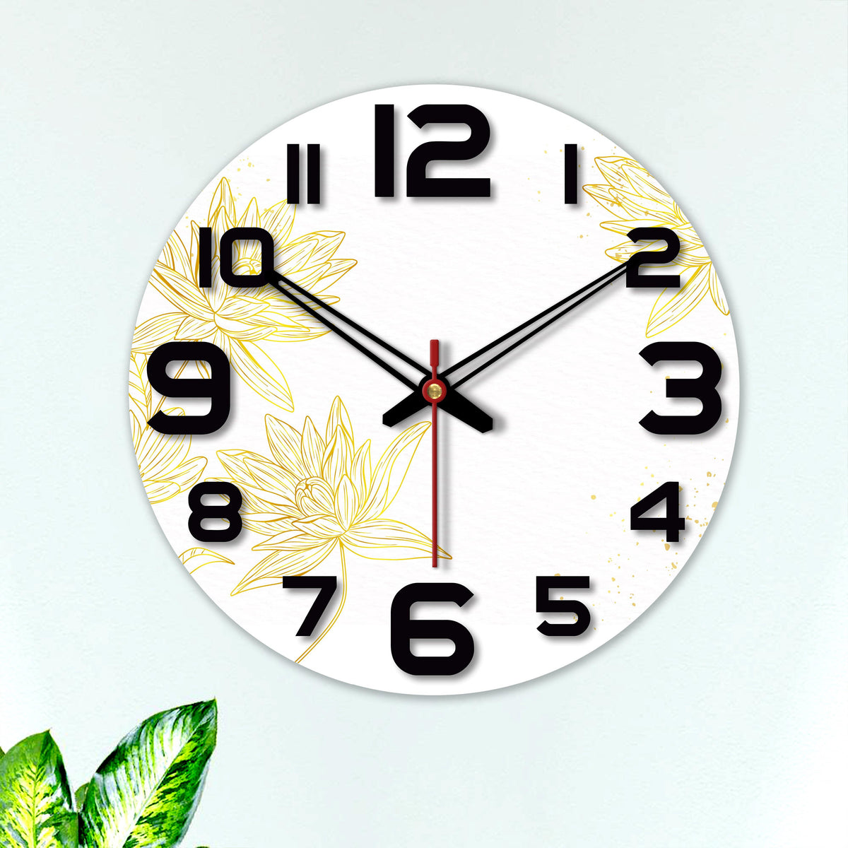 Flowers Printed Wooden Wall Clock