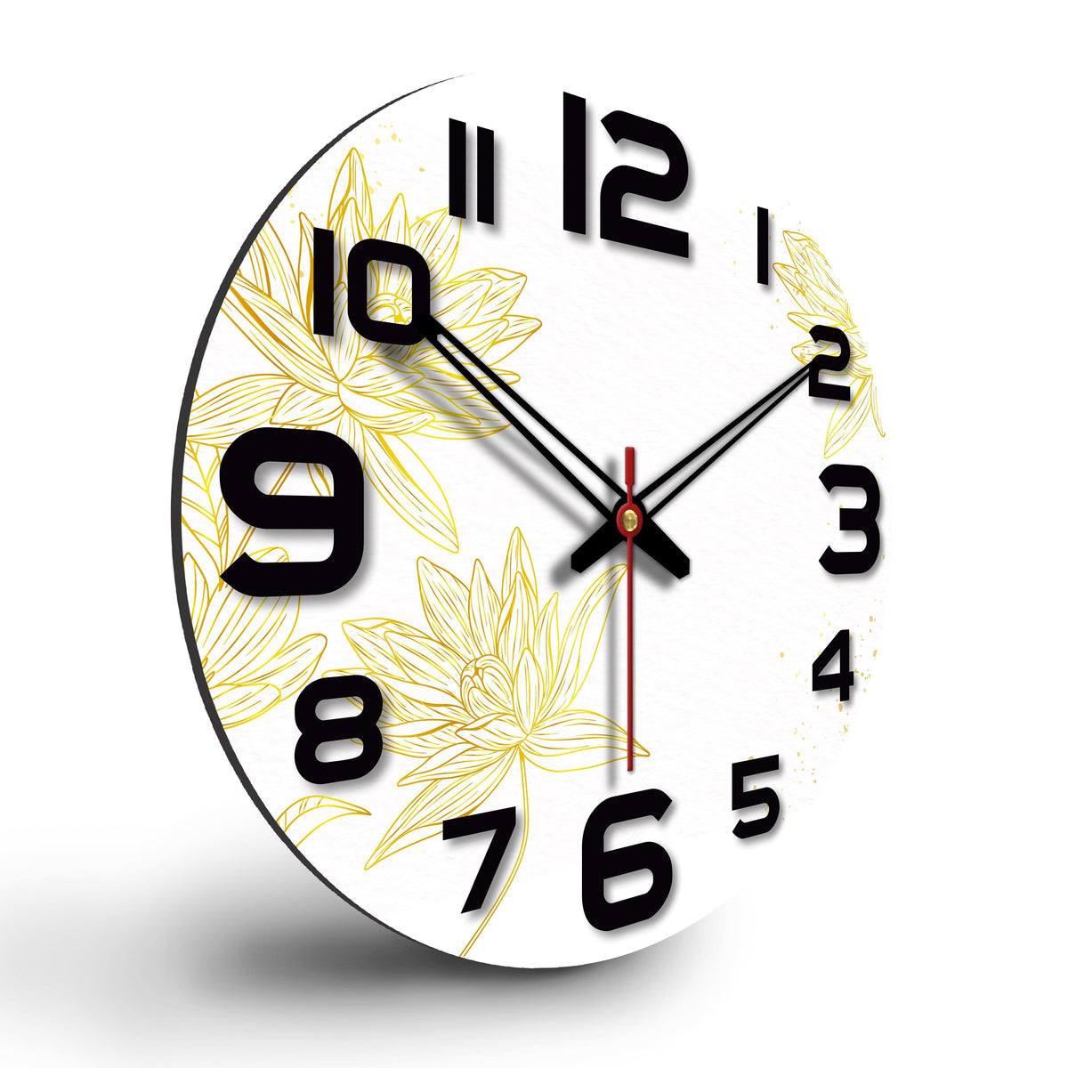 Flowers Printed Wooden Wall Clock