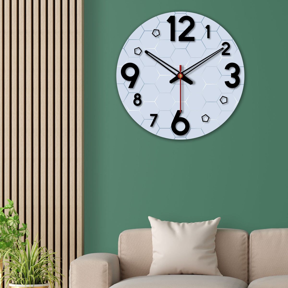 Geometric Hexagon Pattern Wooden Wall Clock