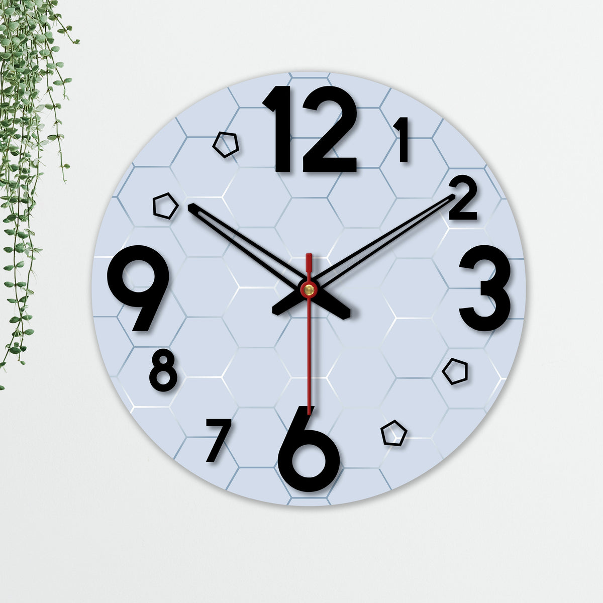 Geometric Hexagon Pattern Wooden Wall Clock