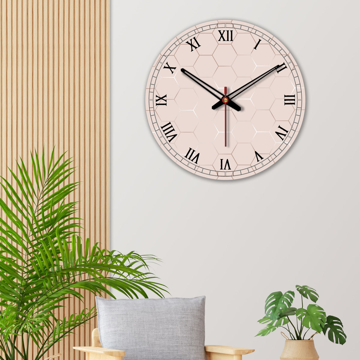 Geometric Shape Wooden Wall Clock For Living Room