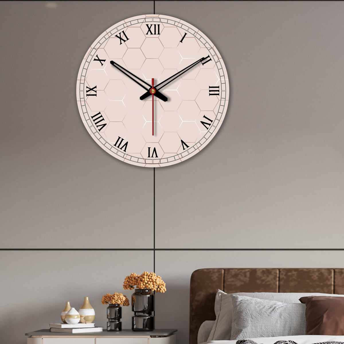 Geometric Shape Wooden Wall Clock For Living Room