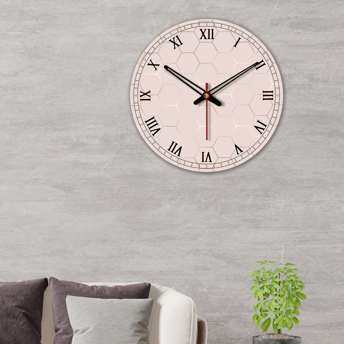 Geometric Shape Wooden Wall Clock For Living Room