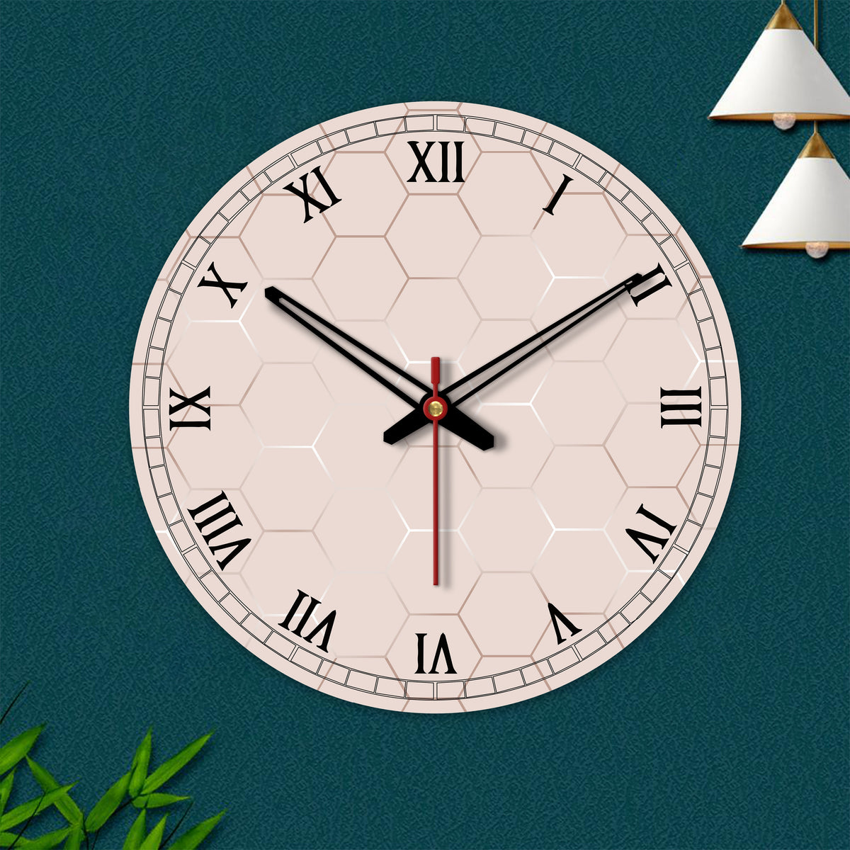 Geometric Shape Wooden Wall Clock For Living Room