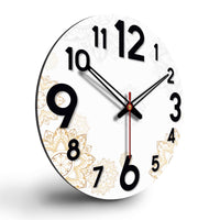 Golden Floral Design Wooden Wall Clock