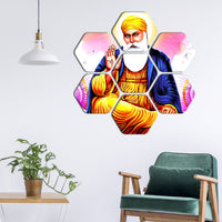 Hexagon Painting of Waheguru Ji Set of 7