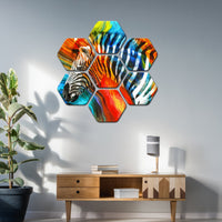 Premium Hexagon Painting of Colorful Zebra Set of 7