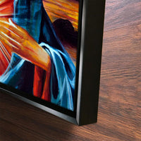 Jesus Christ and Mary Wall Painting of 2 Pieces Floating Frame