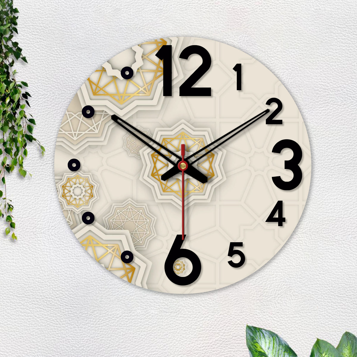 Kaleidoscope Pattern Wooden Wall Clock For Living Room