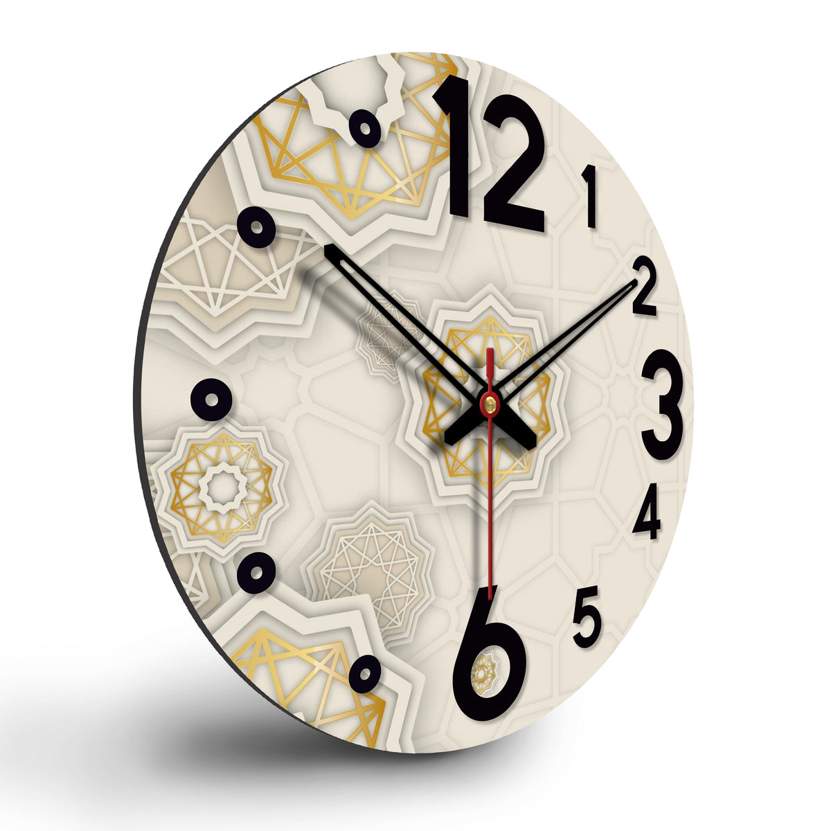 Kaleidoscope Pattern Wooden Wall Clock For Living Room