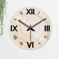 Layers of Hexagon Wooden Wall Clock