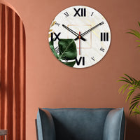 Leaf Printed Wooden Wall Clock