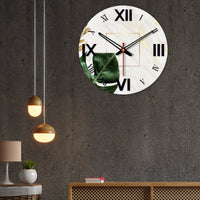 Leaf Printed Wooden Wall Clock