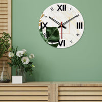 Leaf Printed Wooden Wall Clock