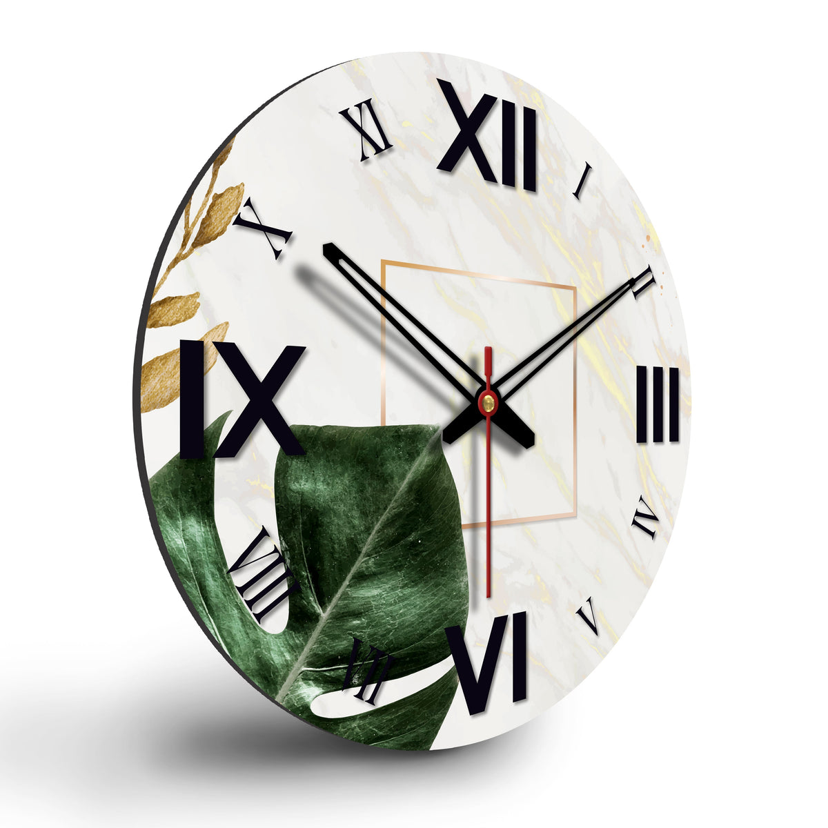 Leaf Printed Wooden Wall Clock