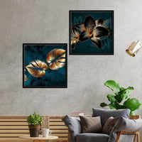 Lily Flower Canvas Wall Painting of 2 Pieces Floating Frame