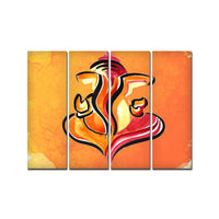 Lord Ganesha Abstract Art Canvas Wall Painting Set of 4
