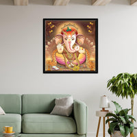 Lord Ganesha Floating Canvas Wall Painting Frame