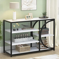 Five-Tier White Marble Black Console Table