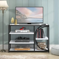 Five-Tier White Marble Black Console Table