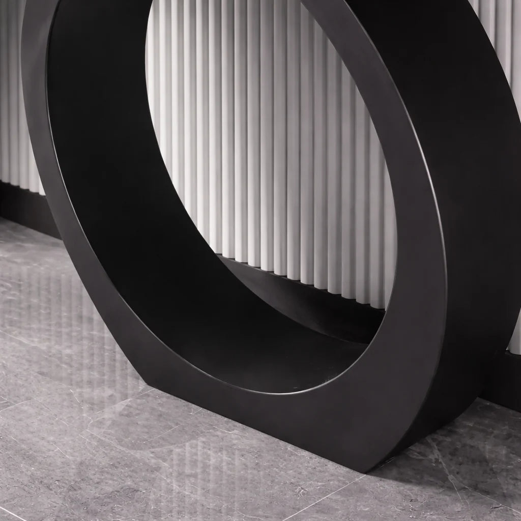 Modern Black Console Table with Circle Base