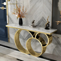Luxury Marble Console Table with Gold Circle Base