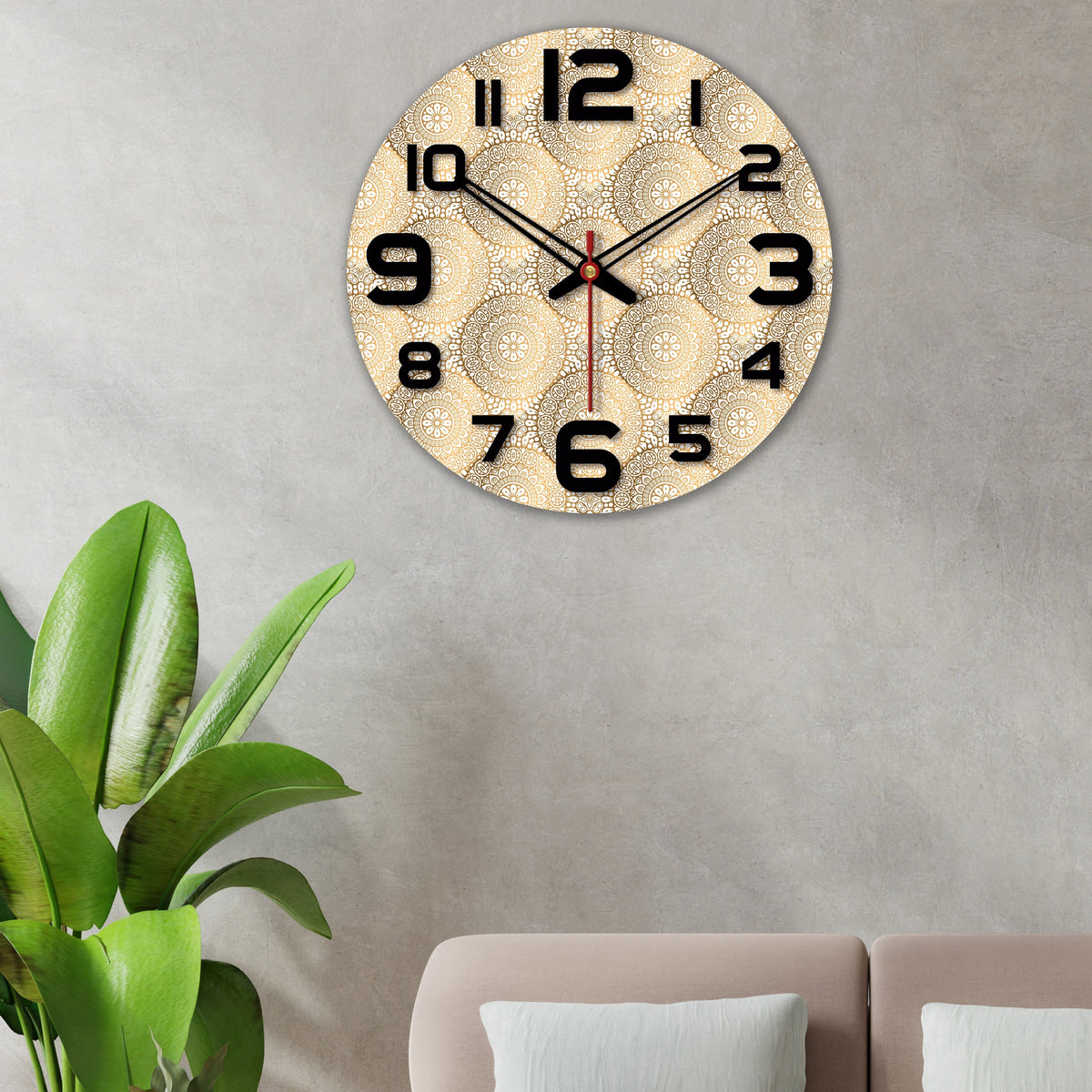 Mandala Pattern Printed Wooden Wall Clock