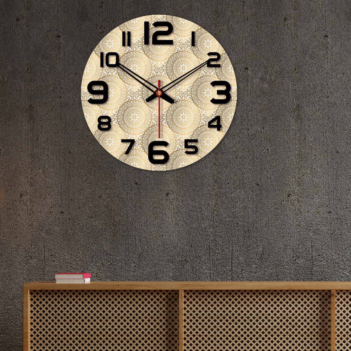 Mandala Pattern Printed Wooden Wall Clock