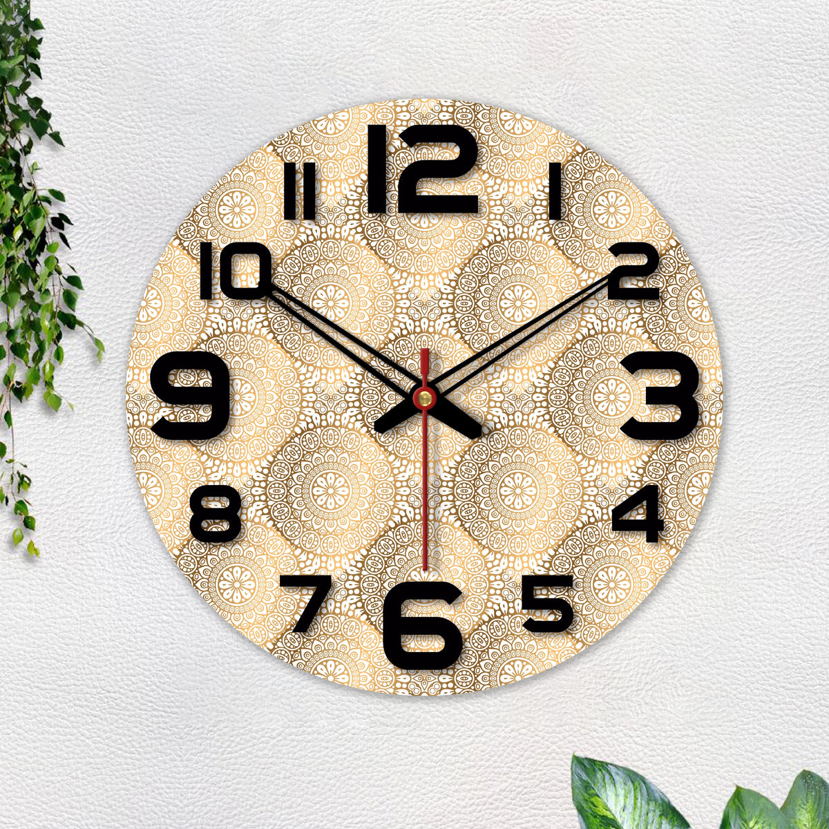 Mandala Pattern Printed Wooden Wall Clock