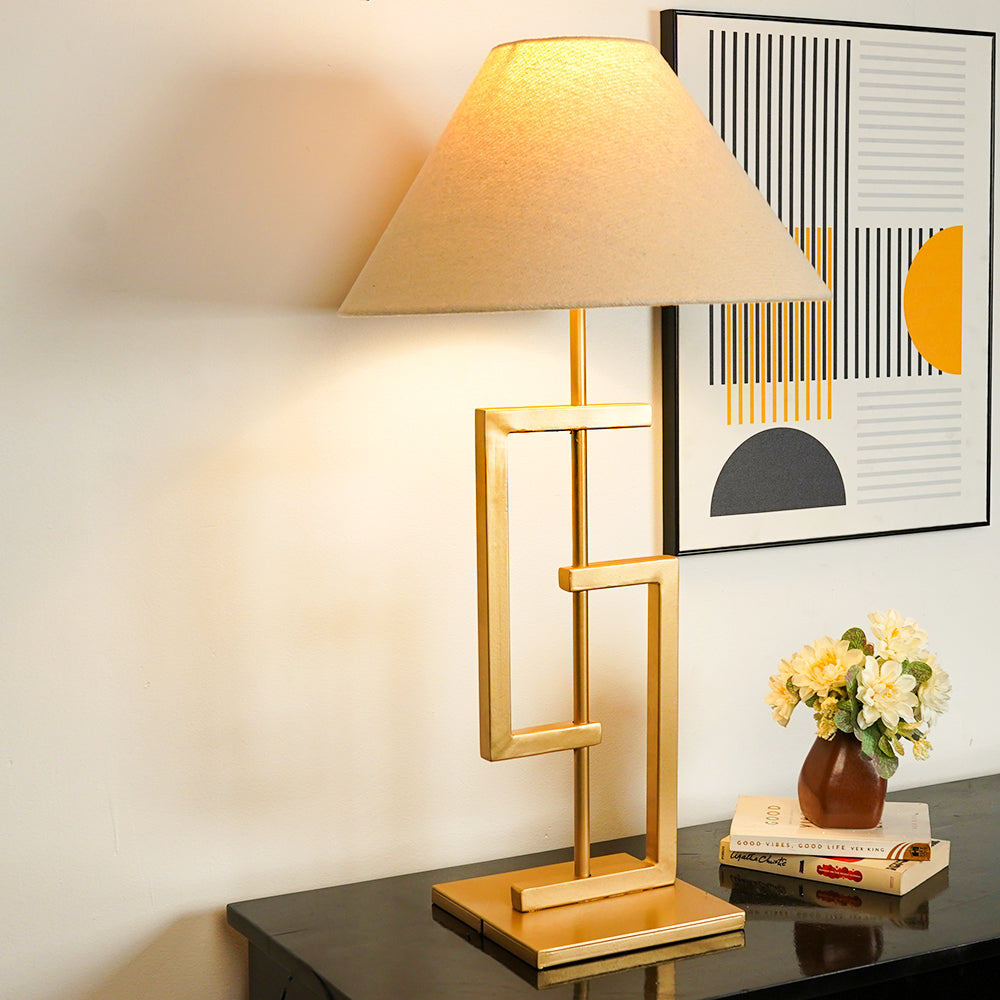Metal Night Lamp Golden Finish Table Light For Home Decor | Living Room