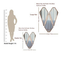 Modern Diamond Shape Vanity Mirrors Set of 3 with Copper Finish Frame