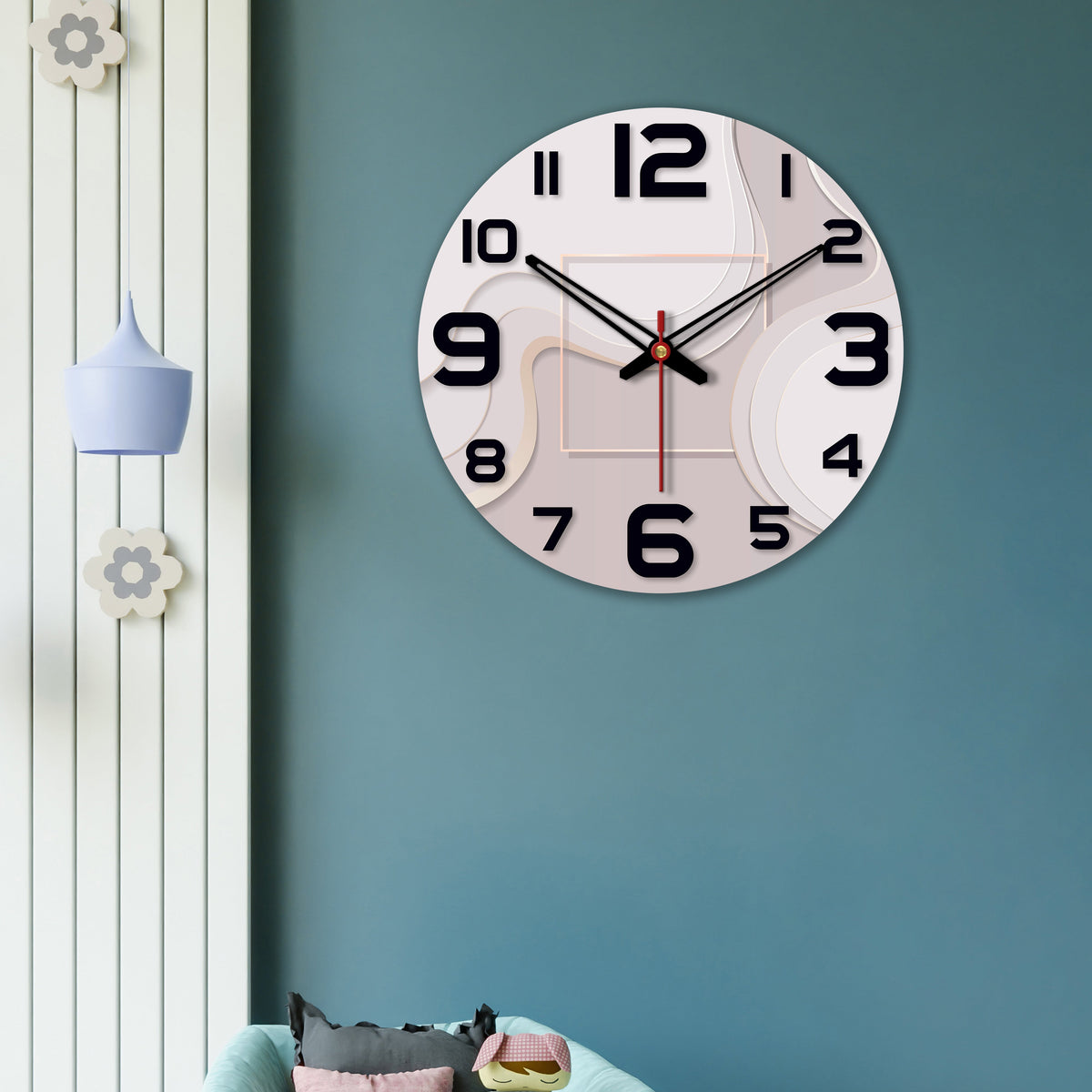 Modern Wavy Pattern Wooden Wall Clock