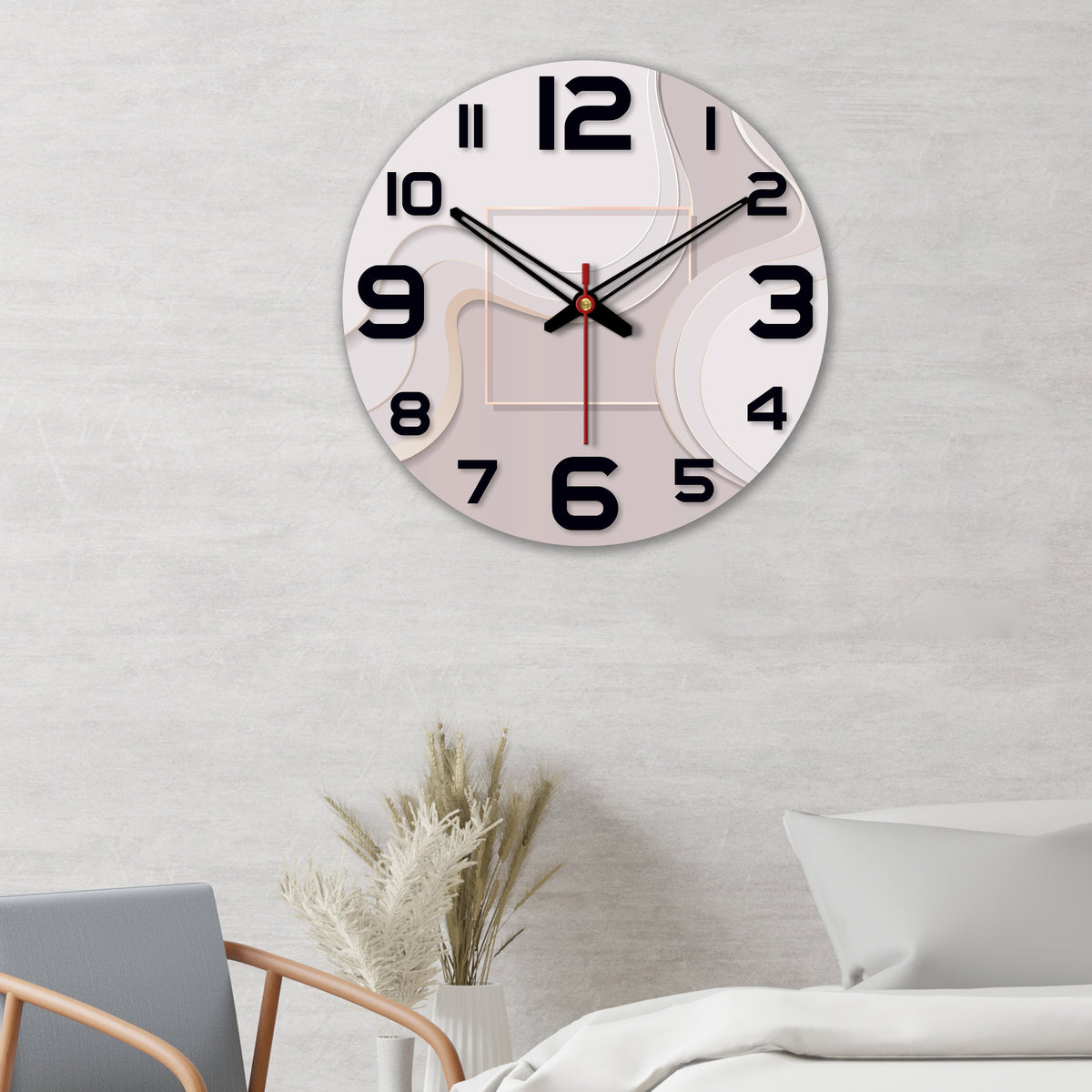 Modern Wavy Pattern Wooden Wall Clock